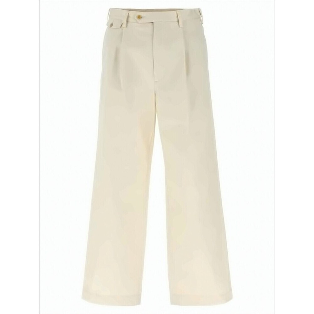 AURALEE Minimalist High-Waisted Straight Pants with Buttoned Side Adjusters